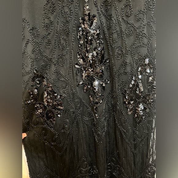 Black Embellished Tiered Midi Dress - Picture 10 of 15